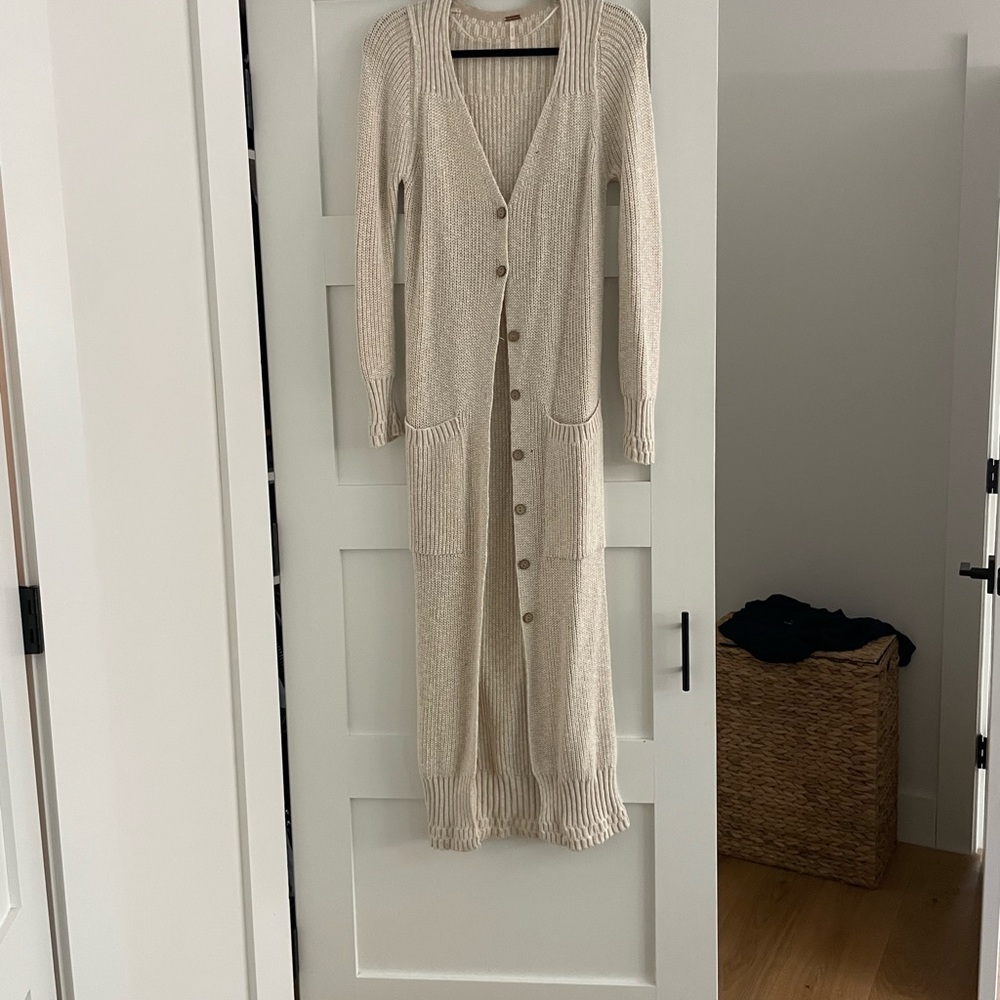 FREE PEOPLE Maxi Cream Knit Cardigan
